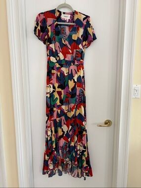 Ba&sh Multicolor Abstract Maxi Dress in Red, Blue, Green & Pink